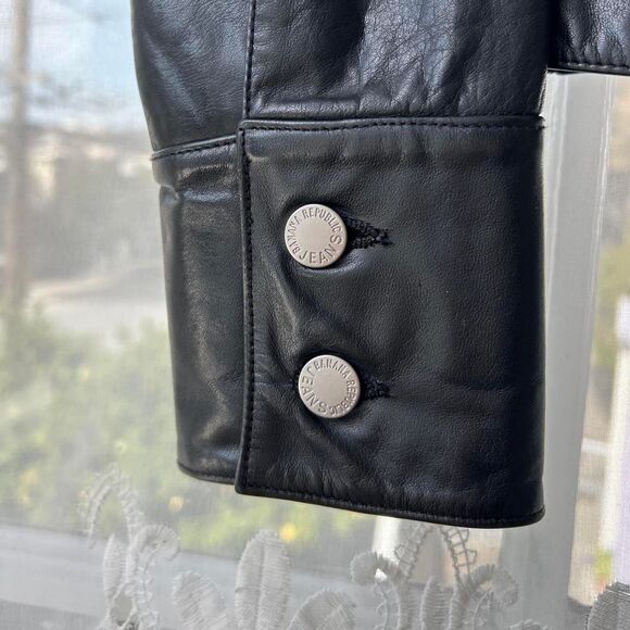 Amazing Y2K Vintage Banana Republic Black Leather Moto Jacket XS Womens - Picture 2 of 5